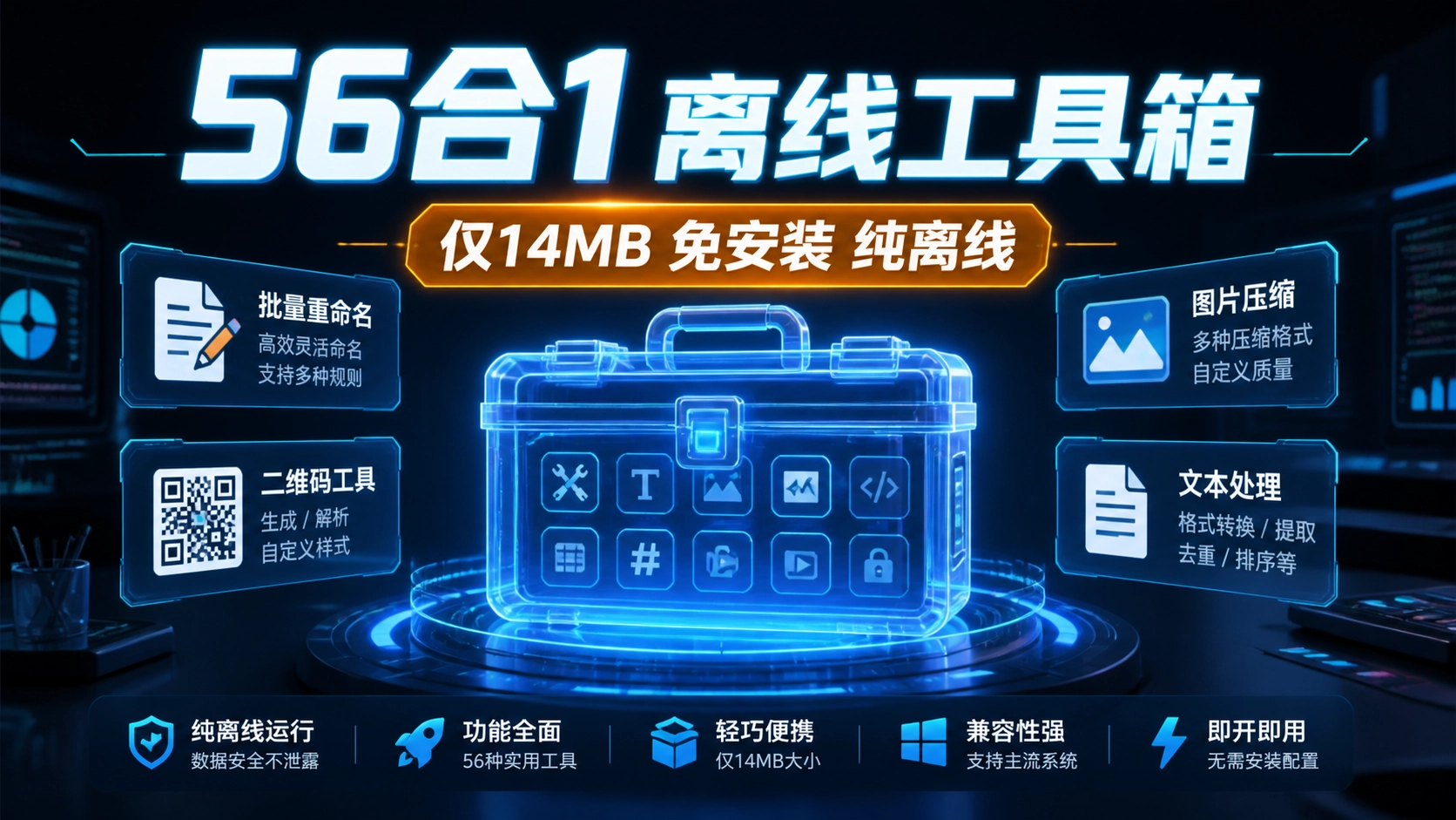 【神器推荐】吾爱大神自制「离线工具箱 V2.1」：仅14MB，装满56款办公提效小工具！